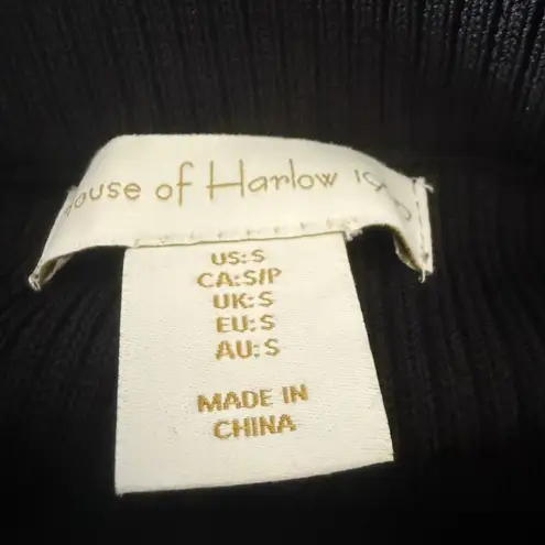 HOUSE of HARLOW 1960 | Black Rib Knit Flare Pants with White Stripe | Small