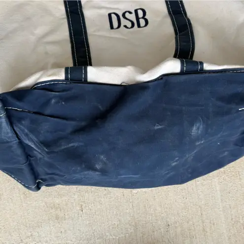 Vintage LL Bean Blue & White Canvas Boat & Tote Bag