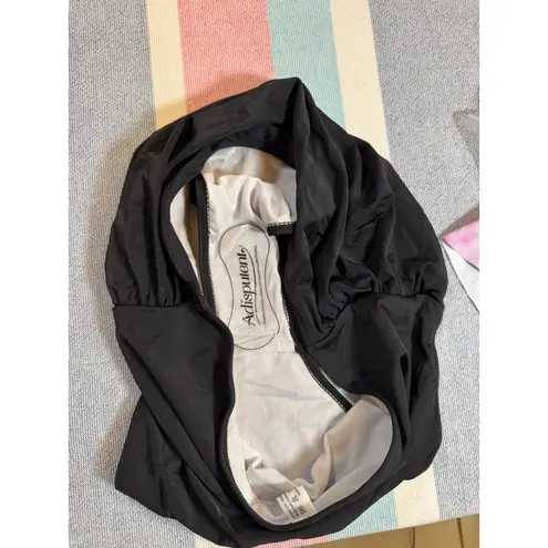 NWT, Adisputent, Tie Dye Ruffle Top & High Waisted Bikini Bottom Set, Sz XL Black