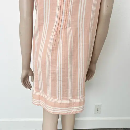 Faherty [] Isha Dress Sepia Neutral Striped Pintuck Mini Shift Dress Pockets XL