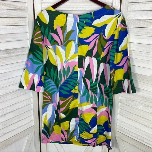 Boden Laurie Linen Tunic Dress Plum Blossom Tropical 4P Multi Color Pink