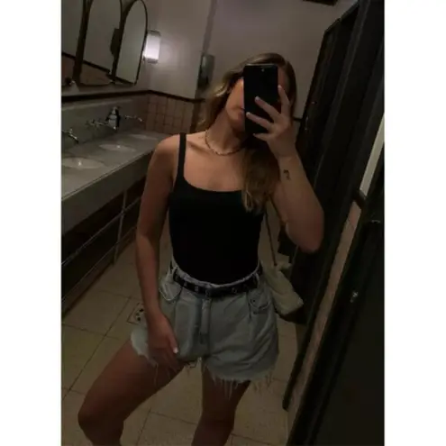 SKIMS Fits Everybody Square Neck Sleeveless Bodysuit in Onyx Black Size Medium