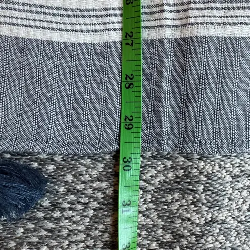 Surf Gypsy Dusty Blue & White Striped Tassel Trimmed Coverup - Size Medium