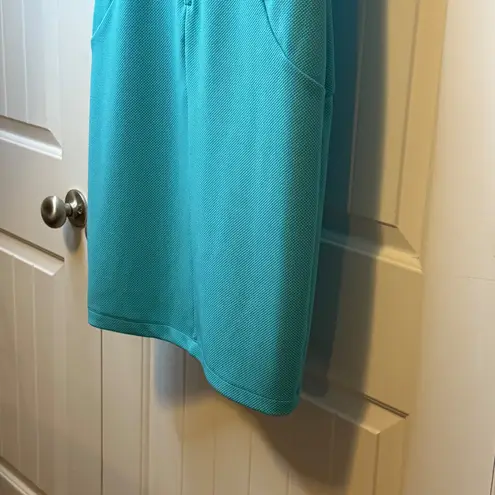 Bisou Bisou Teal Blue Square Neck Sheath Dress Gold Ring Detail Bodycon Sz 14 #