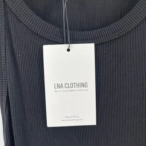 LNA CLOTHING Dress SZ Large Rilynn Rib Racer Black Midi NWT Stretch Cutout Back