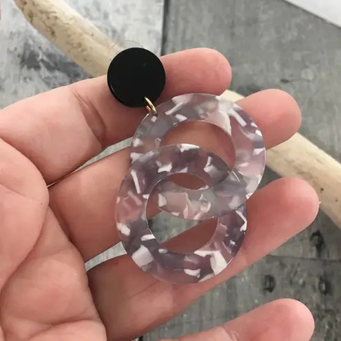 Lucite Double Hoop Earrings Purple