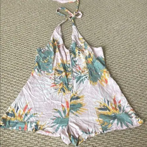 Sadie & Sage Tropical Pink and Green Jumpsuit Size L