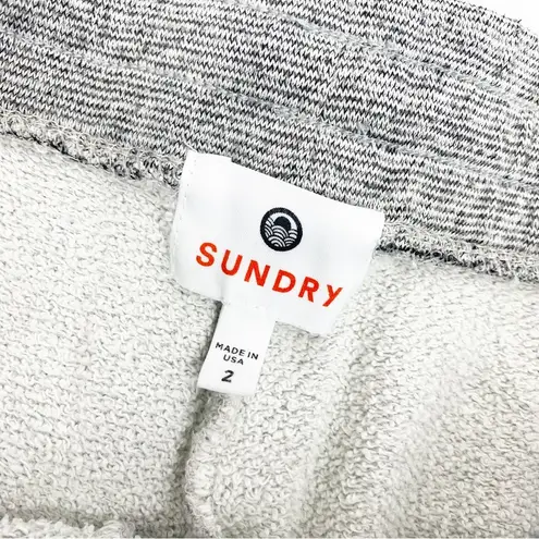 Sundry  Striped Ankle Flare Sweatpants Lounge Raw Hem: Heathered Grey/White