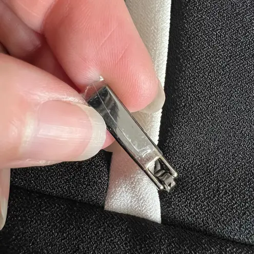 Kasper Womens Blazer Suit Jacket Zipper Pockets Black with White Accents Size 14