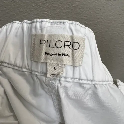 Pilcro Utility Cargo Pants Large White Drawstring Waist Cropped Leg