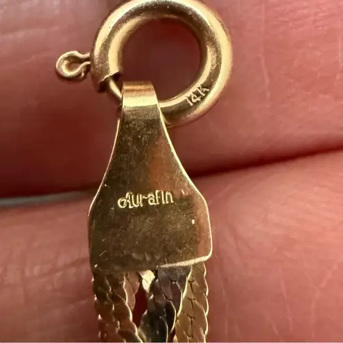 Vintage AURAFIN 14k Italy Tricolor 4mm Braided Flat Snake Chain 7" Bracelet 3g. Gold