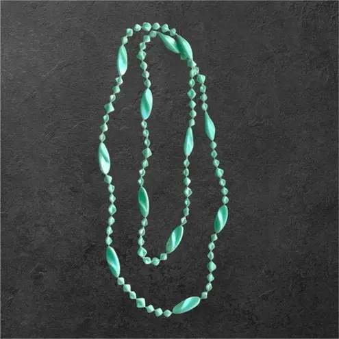 Women's Turqoise Long Twisted Beaded Lariat Necklace Boho Beachy Western Blue