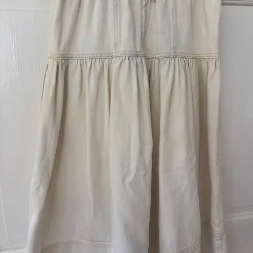Ulla Johnson Ames Denim Dress Whitewash Corset Empire Waist Puff Sleeve Size 4