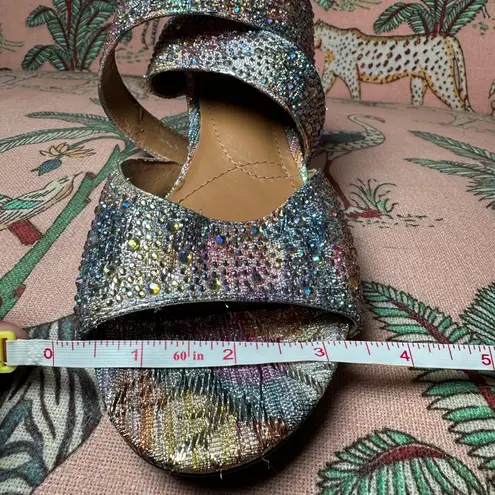 J. Renee Rhinestone Open Toe Crystal Multicolor Ankle Strap Kitten Heels 9.5M Size 9.5