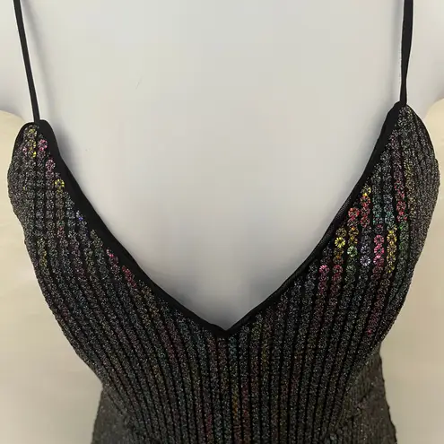 X by NBD Sequin Mini Cocktail Dress XS Ruffle Y2K LBD Whimsigoth Vampy Clubwear