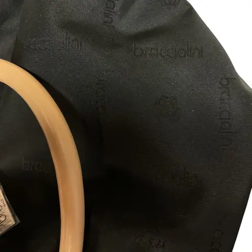 Braccialini Women's Glossy Classic Top Handle Handbag Black Beige One Size