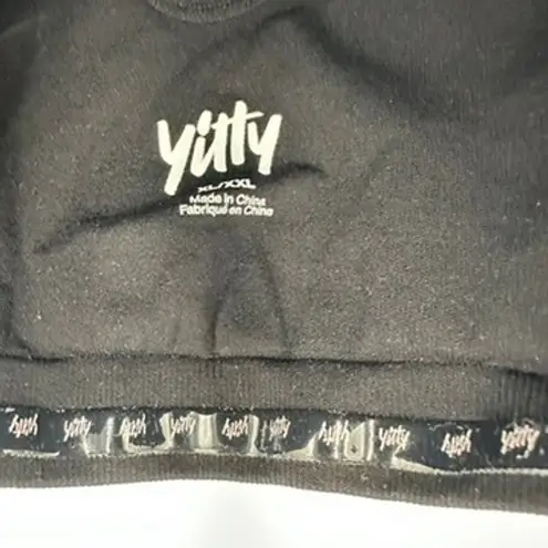 YITTY Black Seamless V Neck Sports Bra XL/XXL Adjustable Straps Comfort Gym