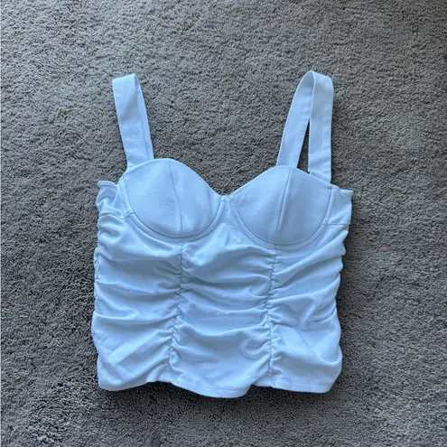 Reformation  Linnea Knit Top - size small - white ruched design - adjustable strap