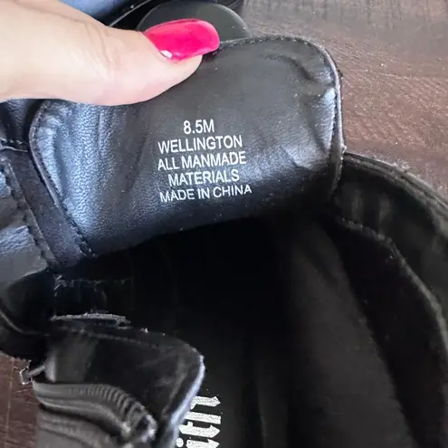 Judith Y2K Wellington Black Side Zip Loop & Button Ankle Boots Size 8.5