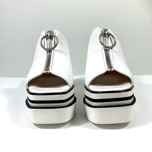 Stella McCartney Sneakelyse Platform Wedge Zip Slide Sandals White Size 40.5 EU