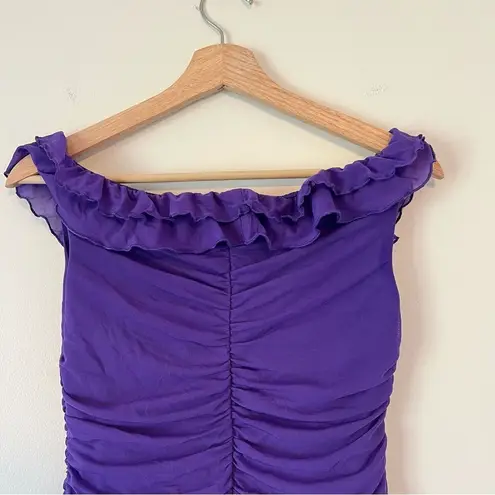 Oh Polly  Philia Ruffle Ruched Mini Dress in Violet Purple Size 8 Bodycon