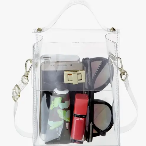Clear and White Crossbody Bag with Gold Accents