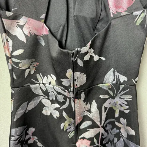 BCX Dress Floor Length High-Neck Maxi Dress Black Floral Print Women’s Size 3