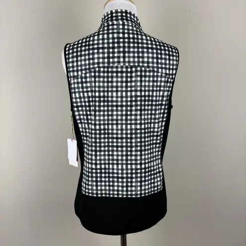 Stella Parker Vest Women XS Black White Gingham Full Zip Stretch Mock Neck UPF