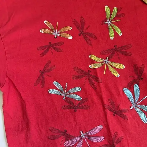 Bohemian Colorful Dragonfly Graphic T Shirt Red