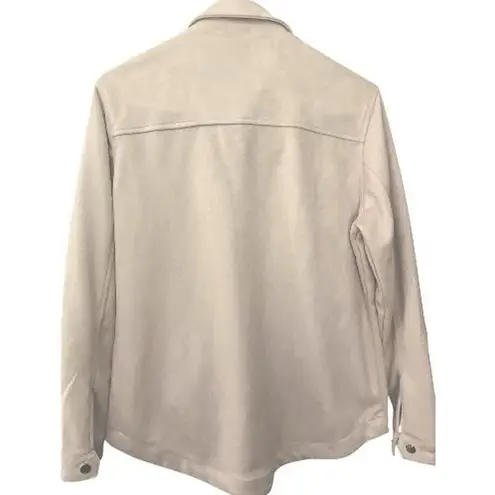 Oversized Beige Cream Velvety Suede Like Jacket Relaxed Fit Shacket Tan Size M