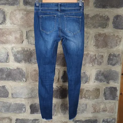 EVERMORE Denim Distressed Jeans Junior's Size 1 Skinny Raw Step Hem Blue