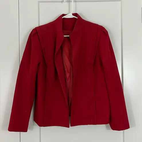 Vintage Sherbert Size 16 Red Long Sleeve Open Front Blazer Jacket