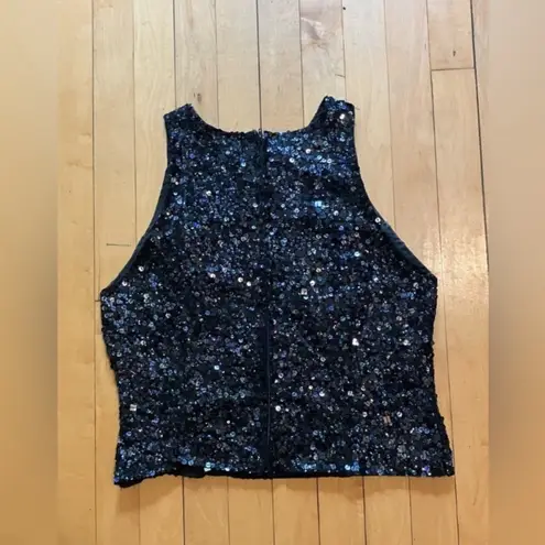 Vintage Sequin Laurence Kazar Crop Top Black Size L
