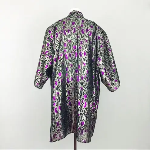 Vintage Metallic Woven Animal Motif Robe | OS Black Size undefined