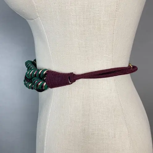 Vintage Cord Belt Twisted Braided Stretch Women Green Wine Gold 70s 80s Dramatic