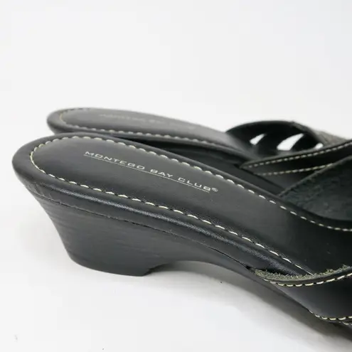 Montego Bay Club Vintage Y2K Black Leather Sandals