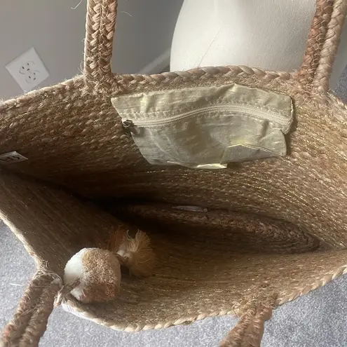 America & Beyond bag enshrine handwoven Stylish Tan Woven Jute Tote Bag New XL