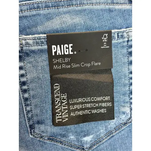 Paige  Women's W6075 Size 24 Blue Shelby Mid Rise Slim Crop Flare Jeans NWT