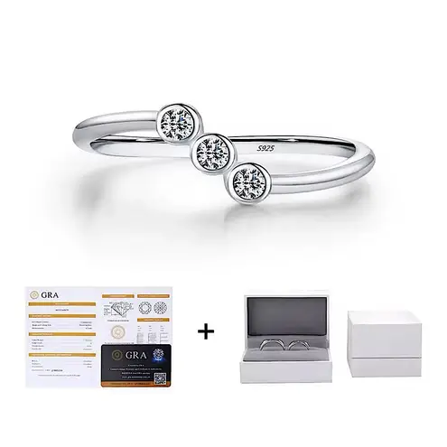 Boutique Sparkling Moissanite‎ Diamond Ring | 14k White Gold Plated Sterling Silver