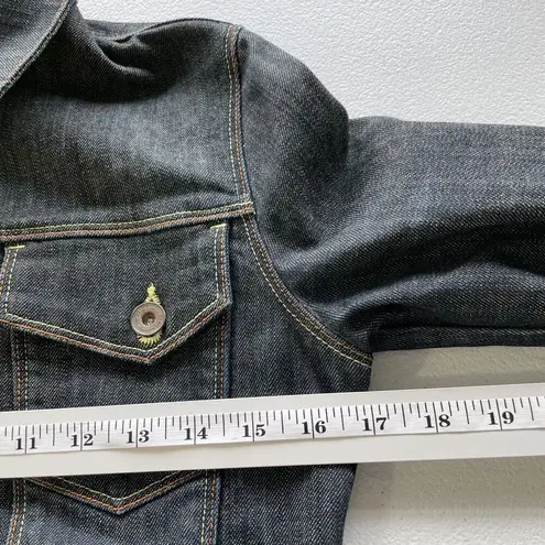 Salt Works Womens S Button Up Fitted Stanton Denim Jacket Long Sleeve Rinse Wash Blue