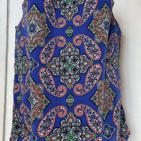 Renee C Womens Blouse Size XL Jensine Split Neck Paisley Cobalt Stitch Fix