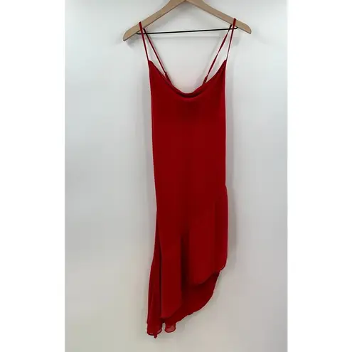 AU X NUULY Rafaela Red Asymmetrical Slip Dress Large