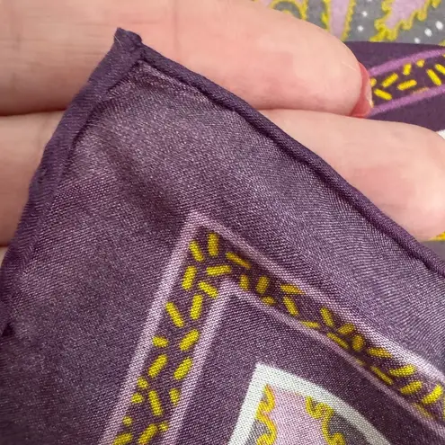 Vintage 100% silk dragon print scarf handmade rolled edge extra long XL 25x78" Purple