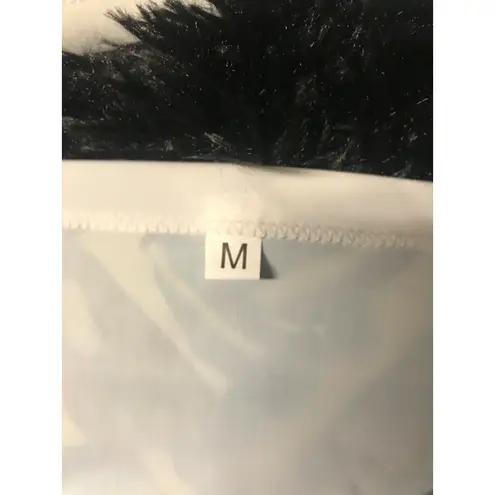 None Abstract Blue White Bikini Set Tropical Print M