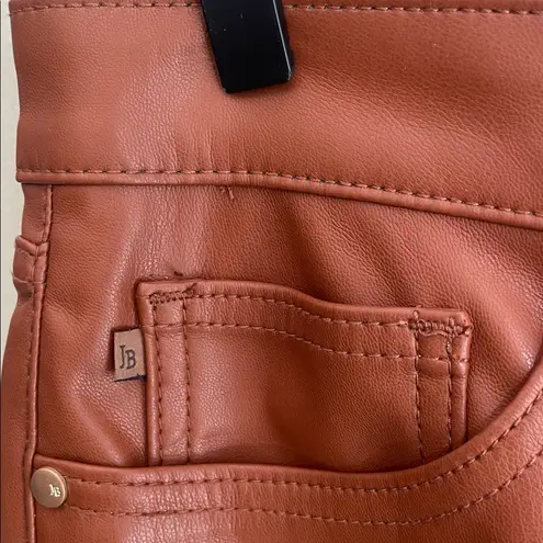 Judy Blue Vegan Leather Pants Cognac Wide Leg Cropped Tummy Control