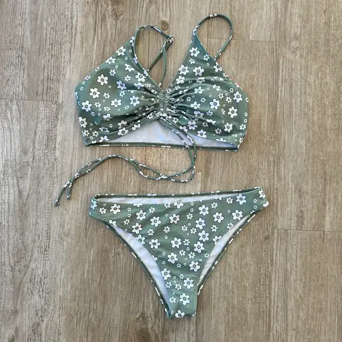 Womens Green Floral Bikini