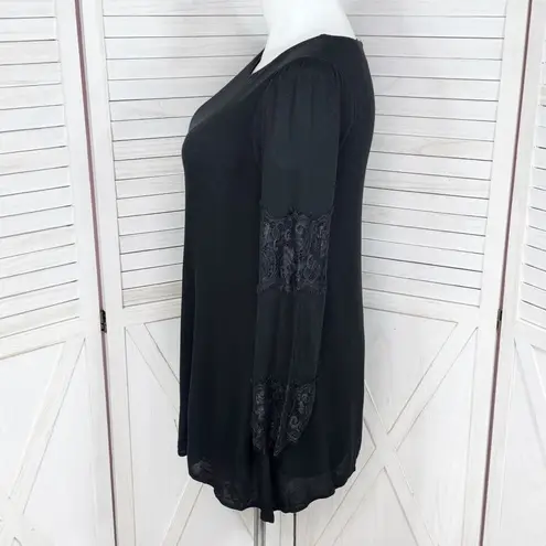Love Fast Live Hard Lace Panel Sleeve Tunic Dress Black Large Gothic Boho Witchy