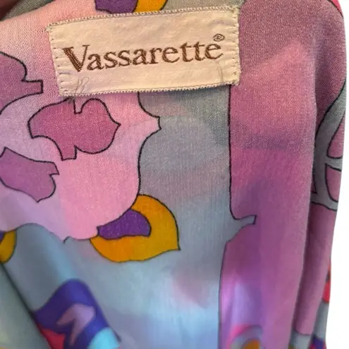 Vassarette Vintage 60s Hippie Psychedelic Groovy Abstract Floral Tie Maxi Dress