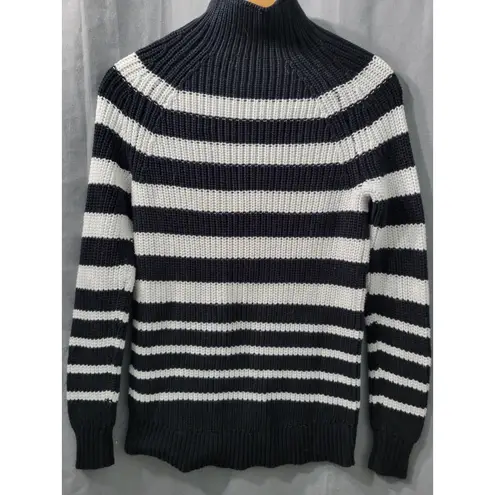 Style & Co. Women's Striped Cotton Sweater Navy Blue & White Knit Small Black