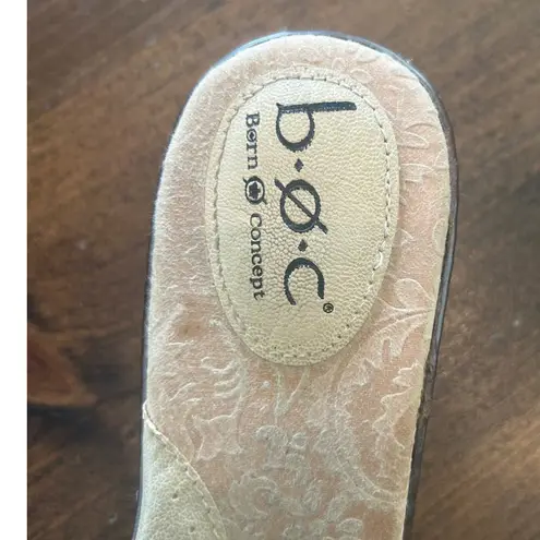 BOC Born Concepts Floral Slide Sandals Leather Flower Amputee Sz 8 One Shoe Only Tan